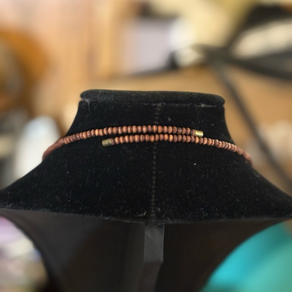 Lia Sophia wood, metal, rhinestone and enamel necklace, beautiful! - Picture 3 of 4